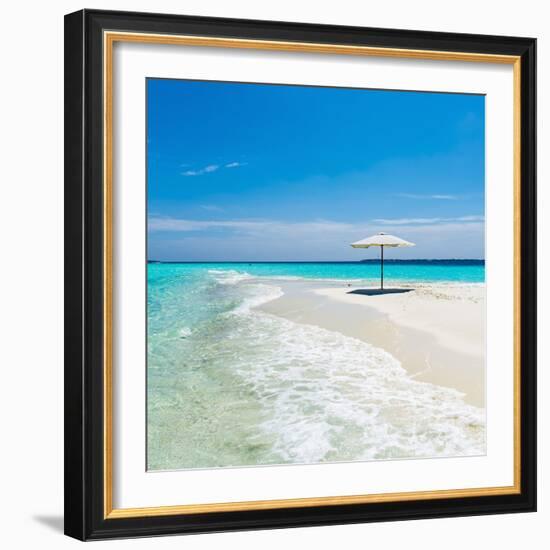 Beach Umbrella in the Maldives-John Harper-Framed Photographic Print