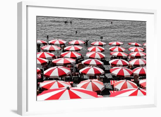 Beach Umbrellas Amalfi Coast Italy-null-Framed Photo