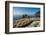 Beach umbrellas lining the beach in Monterosso al Mare, Cinque Terre, Italy.-Michael DeFreitas-Framed Photographic Print