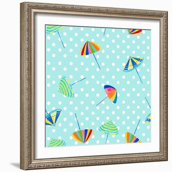 Beach Umbrellas on Dots-Julie DeRice-Framed Art Print