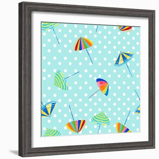 Beach Umbrellas on Dots-Julie DeRice-Framed Art Print
