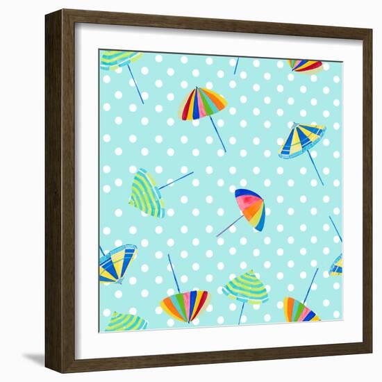 Beach Umbrellas on Dots-Julie DeRice-Framed Art Print