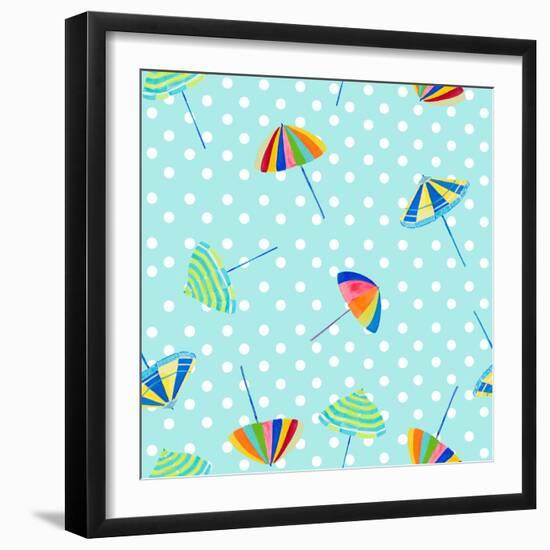 Beach Umbrellas on Dots-Julie DeRice-Framed Art Print