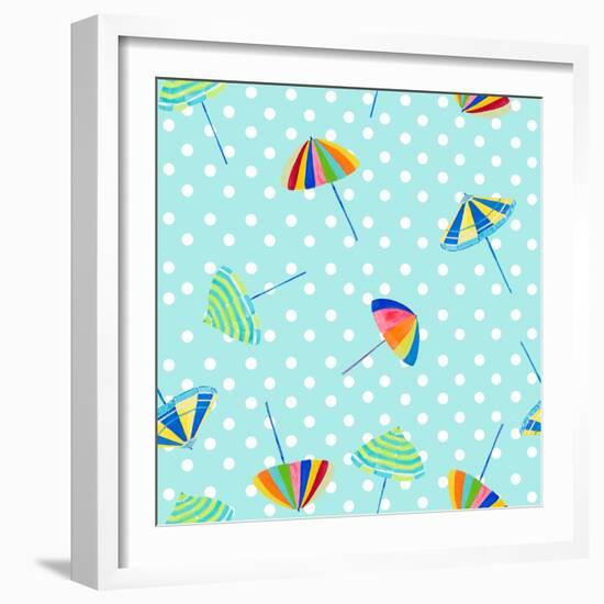 Beach Umbrellas on Dots-Julie DeRice-Framed Art Print