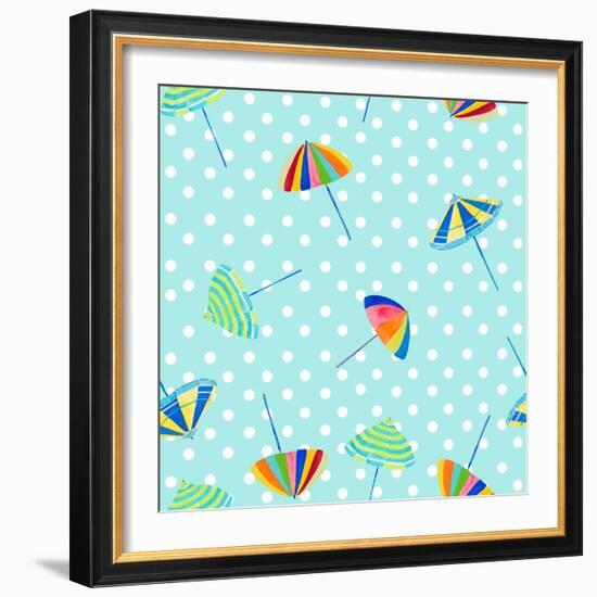 Beach Umbrellas on Dots-Julie DeRice-Framed Art Print