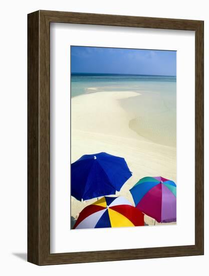 Beach Umbrellas, tropical beach, Maldives-Stuart Westmorland-Framed Photographic Print