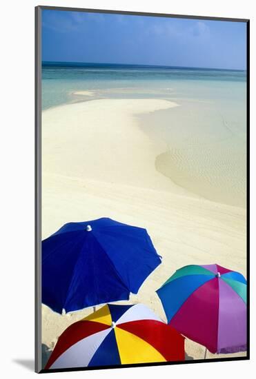 Beach Umbrellas, tropical beach, Maldives-Stuart Westmorland-Mounted Photographic Print