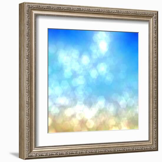 Beach under Sun Shot in Manual Mode Out of Focus-VibrantImage-Framed Art Print