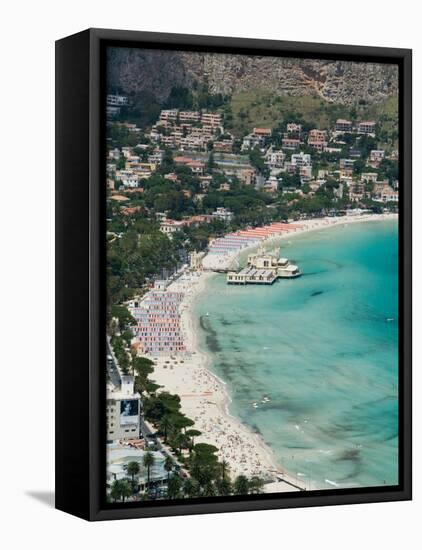 Beach View from Monte Pellegrino, Mondello, Sicily, Italy-Walter Bibikow-Framed Premier Image Canvas