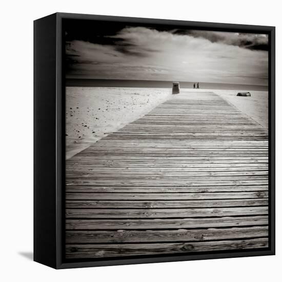 Beach View with Timber Jetty-Luis Beltran-Framed Premier Image Canvas