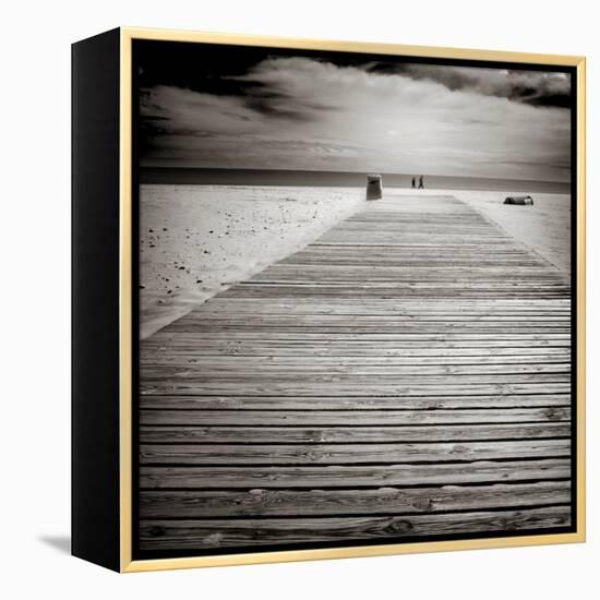 Beach View with Timber Jetty-Luis Beltran-Framed Premier Image Canvas