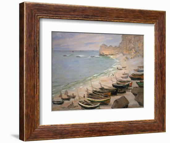 Beach with Boats at Etretat, 1883-Claude Monet-Framed Giclee Print