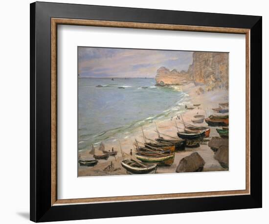 Beach with Boats at Etretat, 1883-Claude Monet-Framed Giclee Print