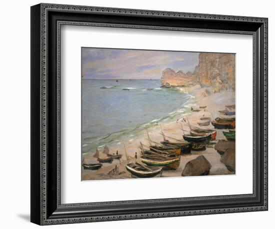 Beach with Boats at Etretat, 1883-Claude Monet-Framed Giclee Print