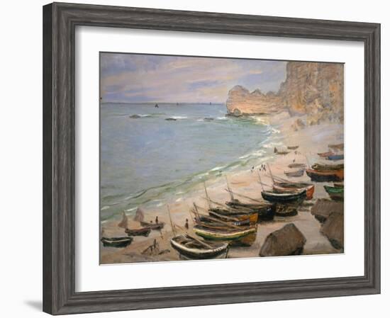 Beach with Boats at Etretat, 1883-Claude Monet-Framed Giclee Print