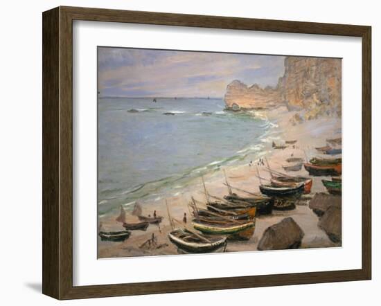 Beach with Boats at Etretat, 1883-Claude Monet-Framed Giclee Print