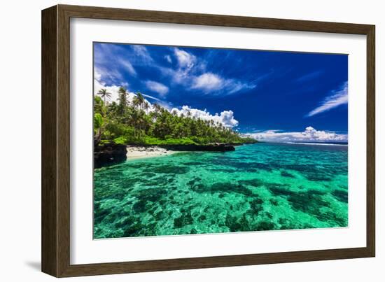 Beach with Coral Reef on South Side of Upolu, Samoa Islands-Martin Valigursky-Framed Photographic Print