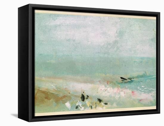 Beach with Figures and a Jetty. C.1830-J. M. W. Turner-Framed Premier Image Canvas