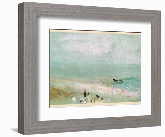 Beach with Figures and a Jetty. C.1830-J. M. W. Turner-Framed Giclee Print