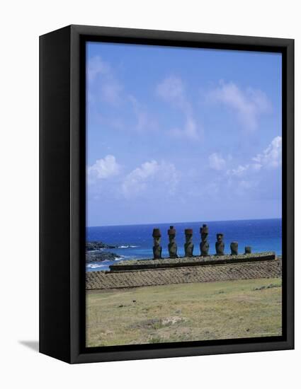 Beach with Nau Nau, Easter Island, Pacific Ocean, Chile, South America-Geoff Renner-Framed Premier Image Canvas