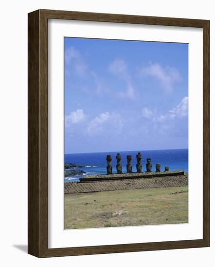 Beach with Nau Nau, Easter Island, Pacific Ocean, Chile, South America-Geoff Renner-Framed Photographic Print