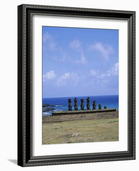 Beach with Nau Nau, Easter Island, Pacific Ocean, Chile, South America-Geoff Renner-Framed Photographic Print