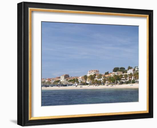 Beach with Palm Trees Along Coast in Bandol, Cote d'Azur, Var, France-Per Karlsson-Framed Photographic Print