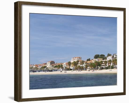 Beach with Palm Trees Along Coast in Bandol, Cote d'Azur, Var, France-Per Karlsson-Framed Photographic Print