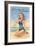 Beachcomber, Girl in Black One-Piece-null-Framed Art Print