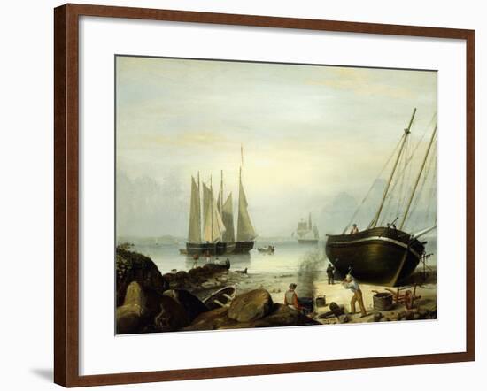 Beached for Repairs, Duncan's Point, Gloucester, 1848-Fitz Henry Lane-Framed Giclee Print