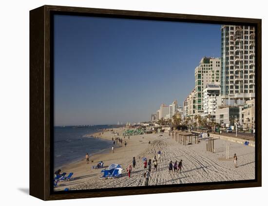 Beachfront Hotels in Late Afternoon, Tel Aviv, Israel-Walter Bibikow-Framed Premier Image Canvas