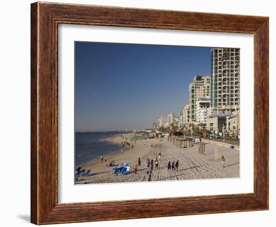 Beachfront Hotels in Late Afternoon, Tel Aviv, Israel-Walter Bibikow-Framed Photographic Print