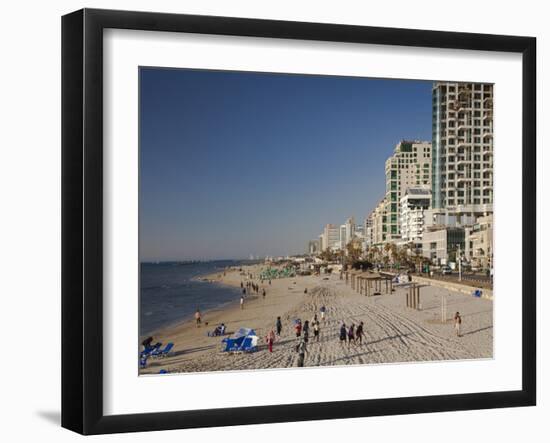 Beachfront Hotels in Late Afternoon, Tel Aviv, Israel-Walter Bibikow-Framed Photographic Print