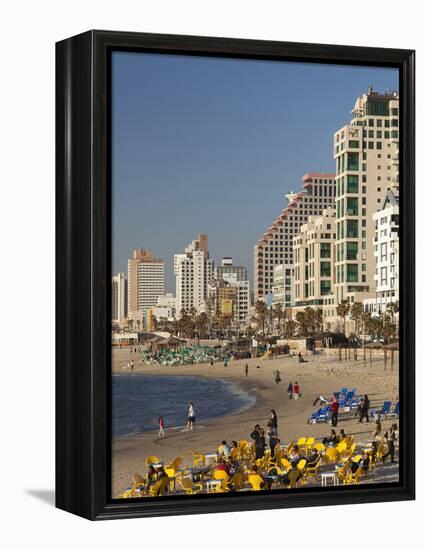 Beachfront Hotels in Late Afternoon, Tel Aviv, Israel-Walter Bibikow-Framed Premier Image Canvas