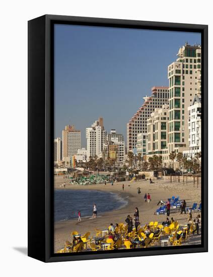 Beachfront Hotels in Late Afternoon, Tel Aviv, Israel-Walter Bibikow-Framed Premier Image Canvas