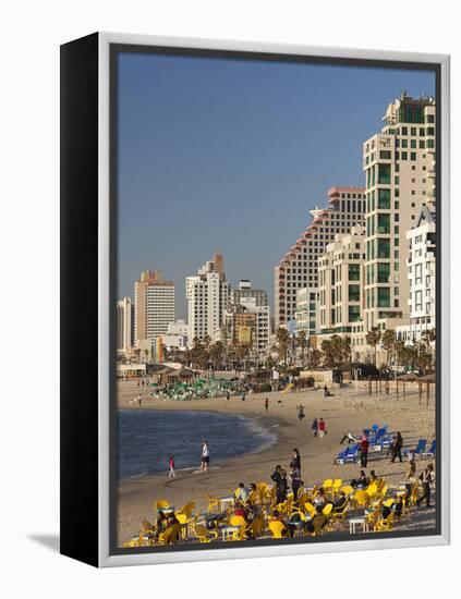 Beachfront Hotels in Late Afternoon, Tel Aviv, Israel-Walter Bibikow-Framed Premier Image Canvas