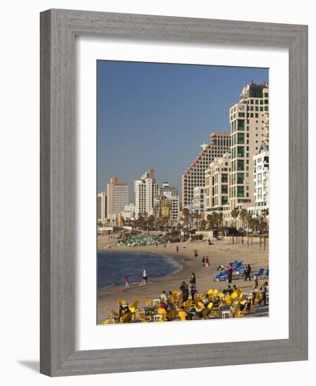 Beachfront Hotels in Late Afternoon, Tel Aviv, Israel-Walter Bibikow-Framed Photographic Print