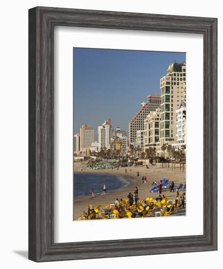 Beachfront Hotels in Late Afternoon, Tel Aviv, Israel-Walter Bibikow-Framed Photographic Print