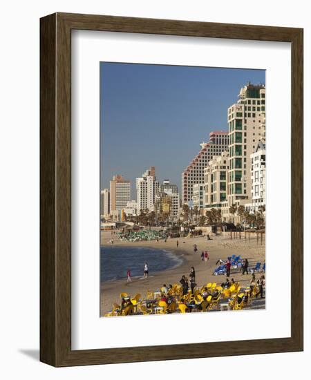 Beachfront Hotels in Late Afternoon, Tel Aviv, Israel-Walter Bibikow-Framed Photographic Print