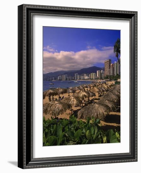 Beachfront on Playa Icacos, Acapulco, Mexico-Walter Bibikow-Framed Photographic Print