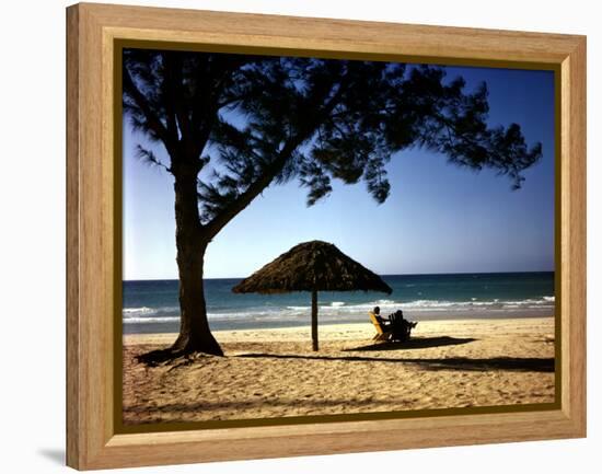 Beachgoers Relaxing at Veradero Beach in Cuba-Eliot Elisofon-Framed Premier Image Canvas