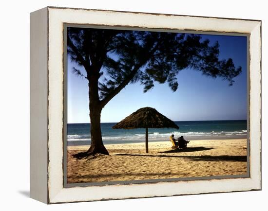 Beachgoers Relaxing at Veradero Beach in Cuba-Eliot Elisofon-Framed Premier Image Canvas