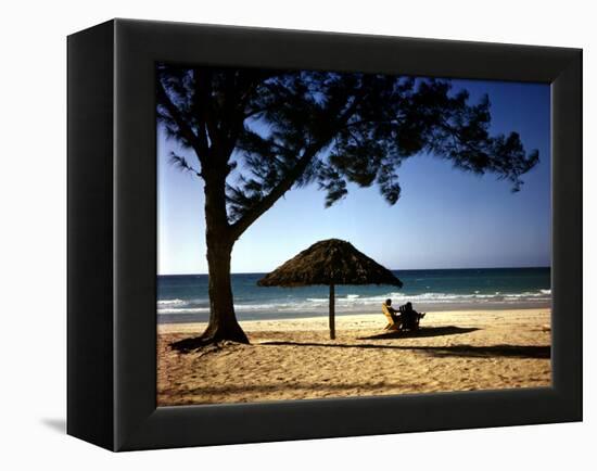 Beachgoers Relaxing at Veradero Beach in Cuba-Eliot Elisofon-Framed Premier Image Canvas