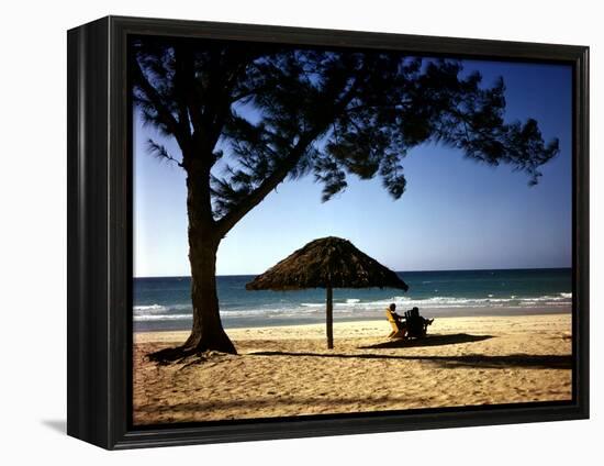 Beachgoers Relaxing at Veradero Beach in Cuba-Eliot Elisofon-Framed Premier Image Canvas