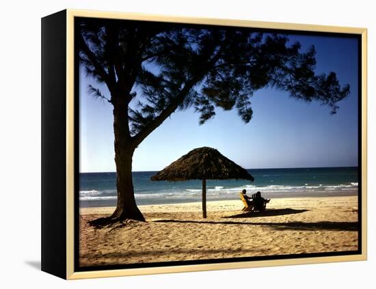 Beachgoers Relaxing at Veradero Beach in Cuba-Eliot Elisofon-Framed Premier Image Canvas