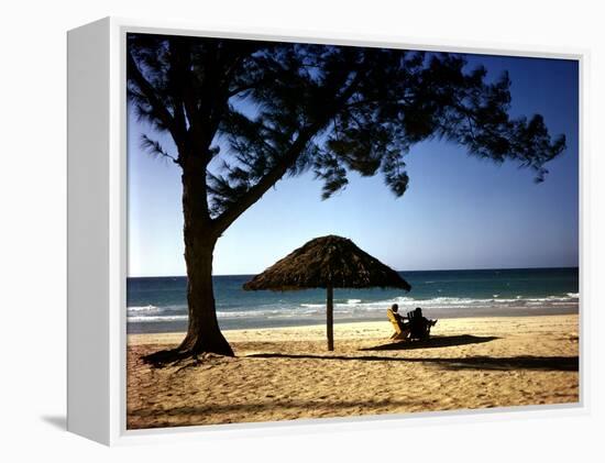 Beachgoers Relaxing at Veradero Beach in Cuba-Eliot Elisofon-Framed Premier Image Canvas
