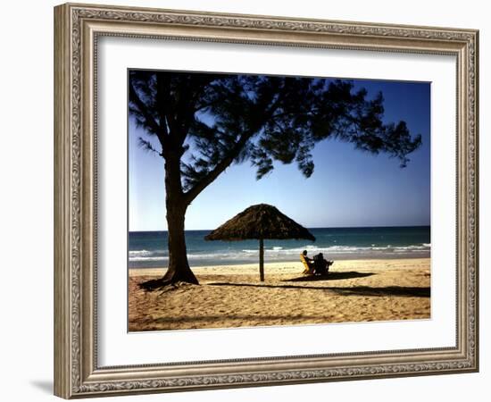 Beachgoers Relaxing at Veradero Beach in Cuba-Eliot Elisofon-Framed Photographic Print