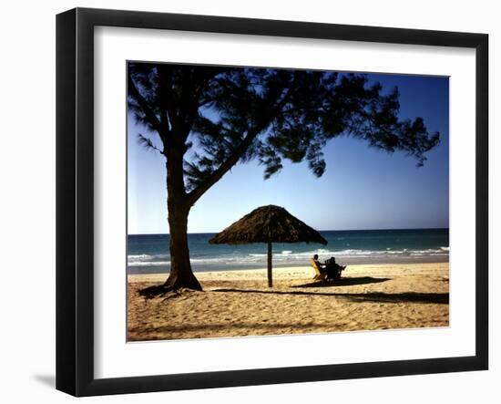 Beachgoers Relaxing at Veradero Beach in Cuba-Eliot Elisofon-Framed Photographic Print