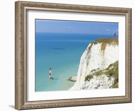 Beachy Head and Lighthouse on Chalk Cliffs, East Sussex, England, UK, Europe-John Miller-Framed Photographic Print