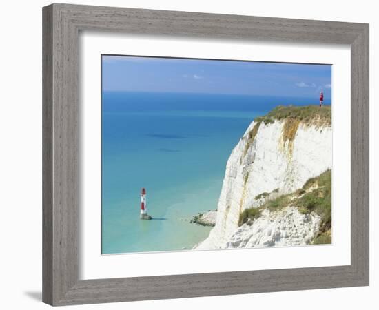 Beachy Head and Lighthouse on Chalk Cliffs, East Sussex, England, UK, Europe-John Miller-Framed Photographic Print